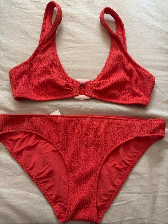 aerie Other - aerie Red Textured Bikini Set medium swim suit retro buckle